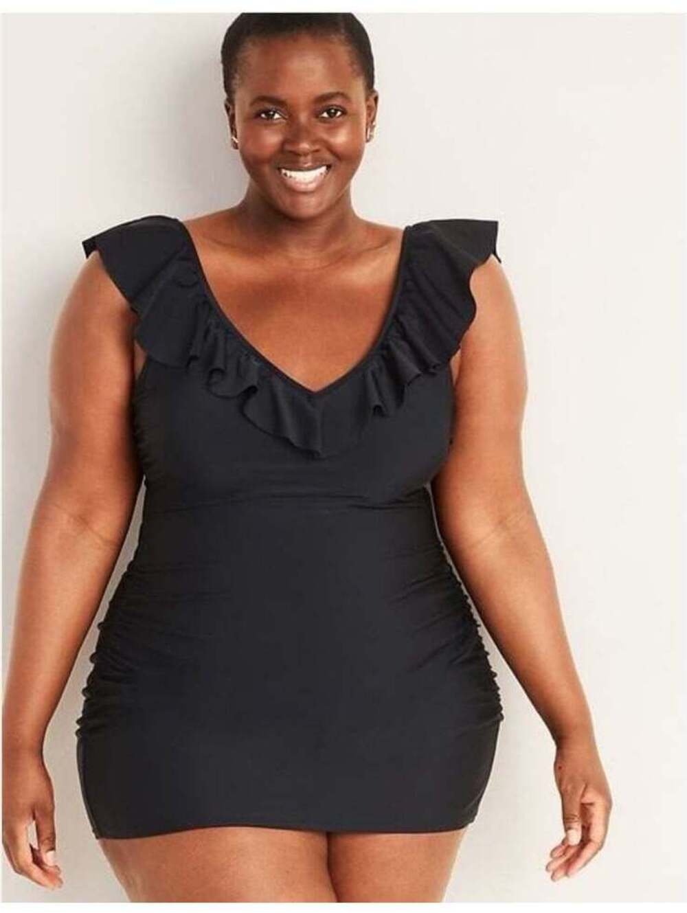 Ruffled v-neck one piece swimsuit